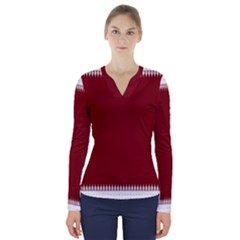 Christmas Red Graphic V-neck Long Sleeve Top by artworkshop