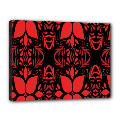 Christmas Red Black Xmas Gift Canvas 16  X 12  (stretched) by artworkshop