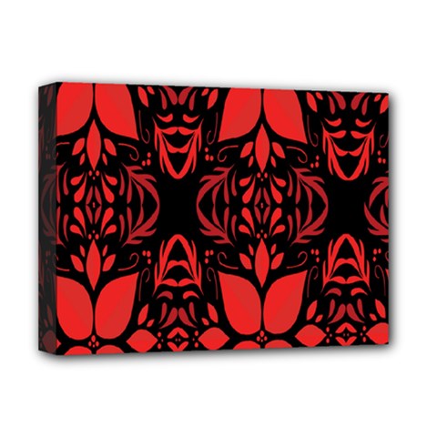 Christmas Red Black Xmas Gift Deluxe Canvas 16  X 12  (stretched)  by artworkshop