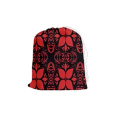 Christmas Red Black Xmas Gift Drawstring Pouch (medium) by artworkshop