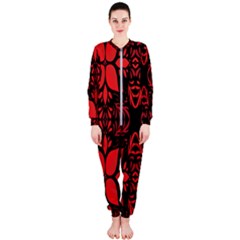 Christmas Red Black Xmas Gift Onepiece Jumpsuit (ladies) by artworkshop