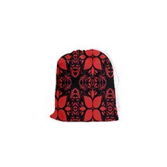 Christmas Red Black Xmas Gift Drawstring Pouch (xs) by artworkshop