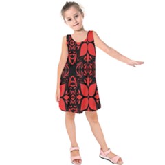 Christmas Red Black Xmas Gift Kids  Sleeveless Dress by artworkshop