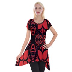 Christmas Red Black Xmas Gift Short Sleeve Side Drop Tunic by artworkshop