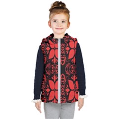 Christmas Red Black Xmas Gift Kids  Hooded Puffer Vest by artworkshop