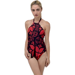 Christmas Red Black Xmas Gift Go With The Flow One Piece Swimsuit by artworkshop