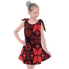 Christmas Red Black Xmas Gift Kids  Tie Up Tunic Dress by artworkshop