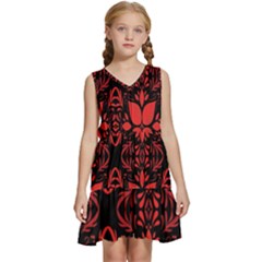 Christmas Red Black Xmas Gift Kids  Sleeveless Tiered Mini Dress by artworkshop