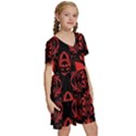 Christmas Red Black Xmas Gift Kids  Short Sleeve Tiered Mini Dress View3