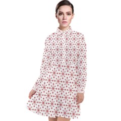 Christmas Pattern Red Stars Long Sleeve Chiffon Shirt Dress