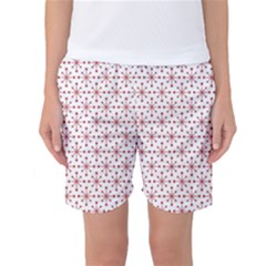 Christmas Pattern Red Stars Women s Basketball Shorts by artworkshop