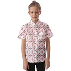 Christmas Pattern Red Stars Kids  Short Sleeve Shirt by artworkshop