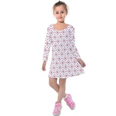 Christmas Pattern Red Stars Kids  Long Sleeve Velvet Dress by artworkshop