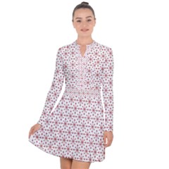 Christmas Pattern Red Stars Long Sleeve Panel Dress by artworkshop