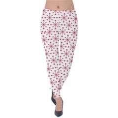 Christmas Pattern Red Stars Velvet Leggings by artworkshop