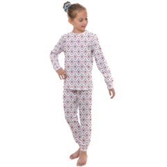 Christmas Pattern Red Stars Kids  Long Sleeve Set  by artworkshop