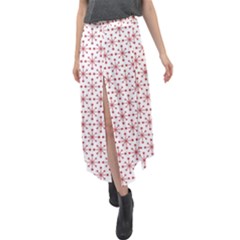 Christmas Pattern Red Stars Velour Split Maxi Skirt by artworkshop