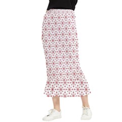 Christmas Pattern Red Stars Maxi Fishtail Chiffon Skirt by artworkshop