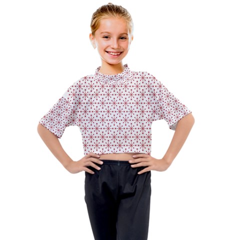 Christmas Pattern Red Stars Kids Mock Neck Tee by artworkshop