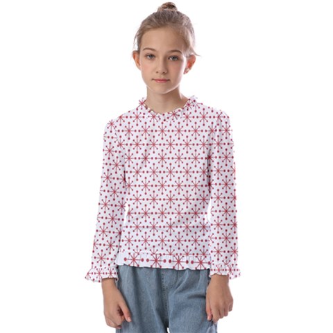 Christmas Pattern Red Stars Kids  Frill Detail Tee by artworkshop