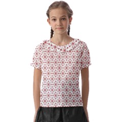 Christmas Pattern Red Stars Kids  Frill Chiffon Blouse by artworkshop