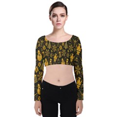 Christmas Background Seamless Velvet Long Sleeve Crop Top by artworkshop