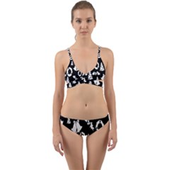 Black Card Christmas December Wrap Around Bikini Set by artworkshop