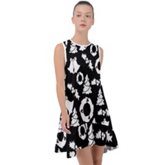 Black Card Christmas December Frill Swing Dress by artworkshop