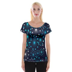 Abstract Pattern Snowflakes Cap Sleeve Top by artworkshop