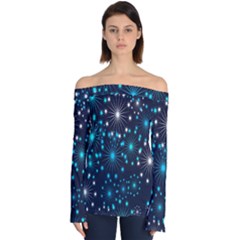 Abstract Pattern Snowflakes Off Shoulder Long Sleeve Top by artworkshop