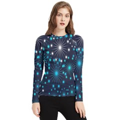 Abstract Pattern Snowflakes Women s Long Sleeve Rash Guard