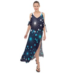 Abstract Pattern Snowflakes Maxi Chiffon Cover Up Dress