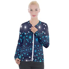 Abstract Pattern Snowflakes Casual Zip Up Jacket