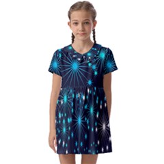 Abstract Pattern Snowflakes Kids  Asymmetric Collar Dress