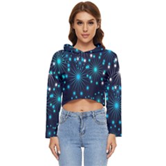 Abstract Pattern Snowflakes Women s Lightweight Cropped Hoodie