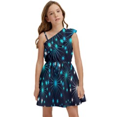 Abstract Pattern Snowflakes Kids  One Shoulder Party Dress