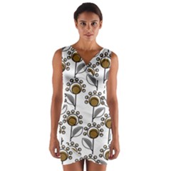 Daisy Minimalist Leaves Wrap Front Bodycon Dress by ConteMonfrey