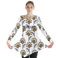 Daisy Minimalist Leaves Long Sleeve Tunic  by ConteMonfrey