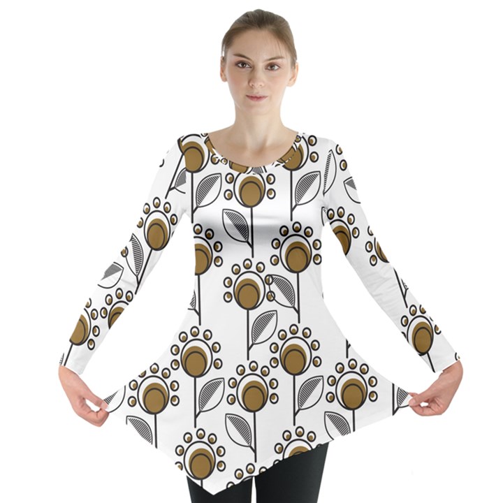 Daisy Minimalist Leaves Long Sleeve Tunic 