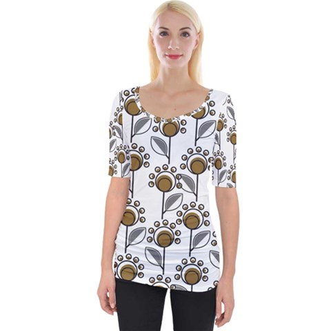 Daisy Minimalist Leaves Wide Neckline Tee by ConteMonfrey