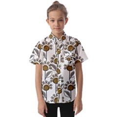 Daisy Minimalist Leaves Kids  Short Sleeve Shirt by ConteMonfrey