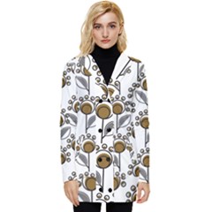 Daisy Minimalist Leaves Button Up Hooded Coat  by ConteMonfrey