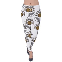 Daisy Minimalist Leaves Velvet Leggings by ConteMonfrey