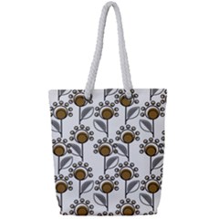 Daisy Minimalist Leaves Full Print Rope Handle Tote (small) by ConteMonfrey