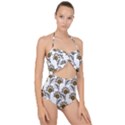 Daisy Minimalist Leaves Scallop Top Cut Out Swimsuit View1