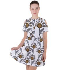 Daisy Minimalist Leaves Short Sleeve Shoulder Cut Out Dress  by ConteMonfrey