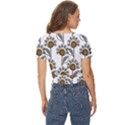 Daisy Minimalist Leaves Twist Front Crop Top View4