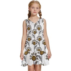 Daisy Minimalist Leaves Kids  Sleeveless Tiered Mini Dress by ConteMonfrey