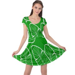 Green Banana Leaves Cap Sleeve Dress by ConteMonfrey