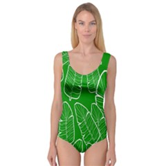 Green Banana Leaves Princess Tank Leotard  by ConteMonfrey